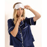 Silk Short Pajamas Navy Blue
