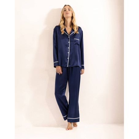 Silk Pajamas Navy Blue