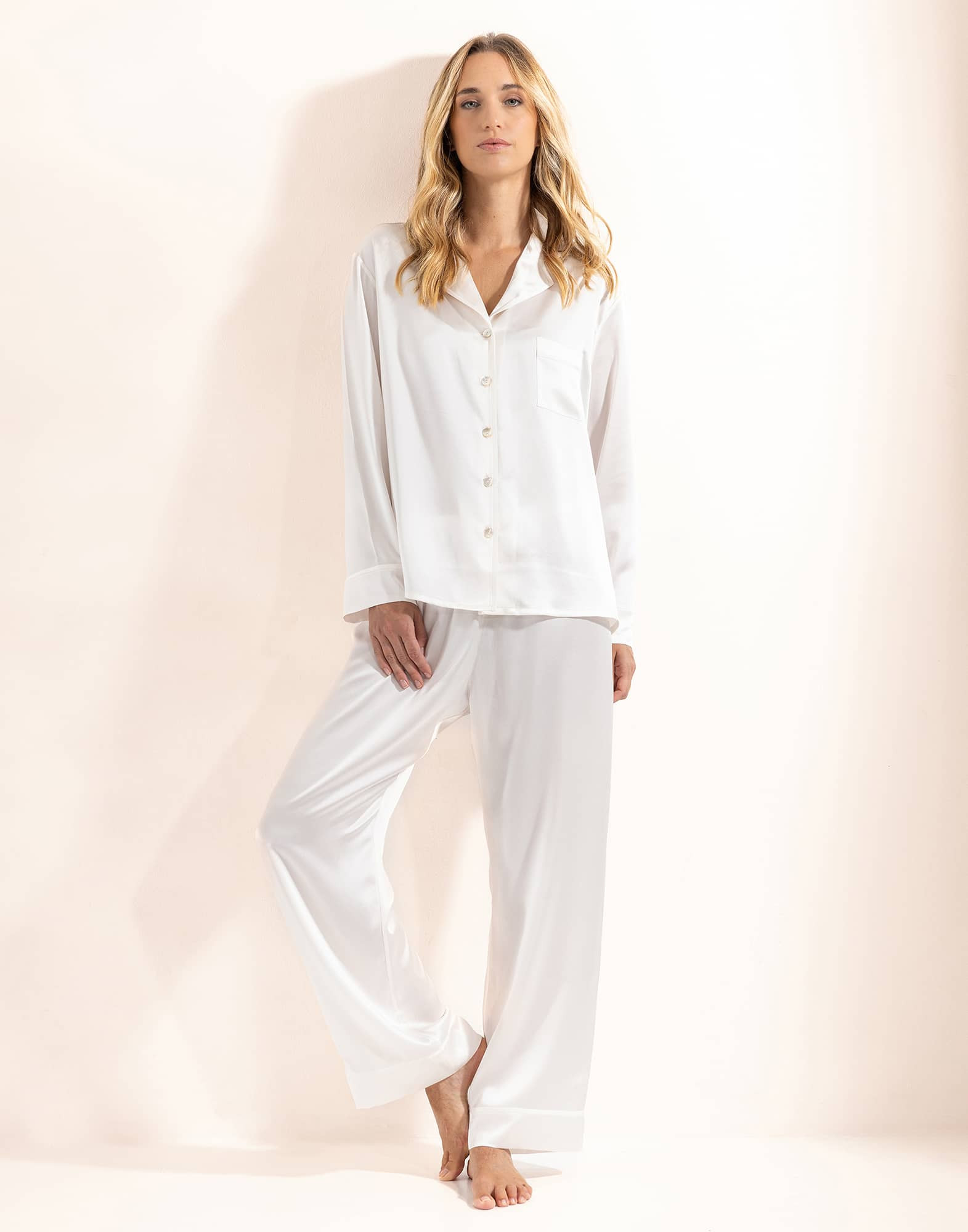 Silk Pajamas Ecru | Lingerie le Chat Silk Pajamas Ecru | Lingerie le Chat