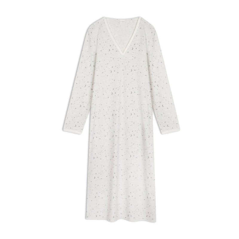 Long cotton nightdress LUNA Grey China | Lingerie le Chat