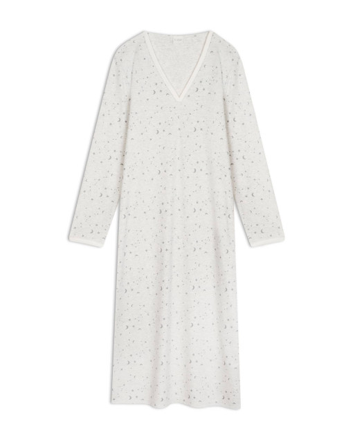 Long cotton nightdress LUNA Grey China | Lingerie le Chat