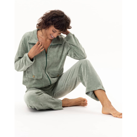 Zipped velvet jogging set RELAX in cotton | Le Chat