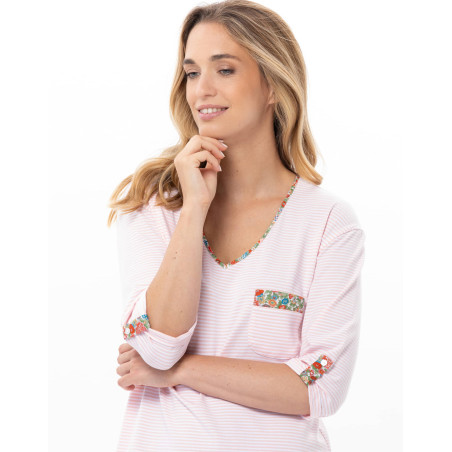 Cotton Nightdress GARDEN Pink | Le Chat