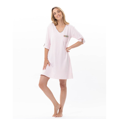 Cotton Nightdress GARDEN Pink | Le Chat