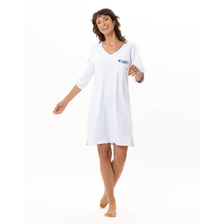 Cotton Nightdress GARDEN Sky | Le Chat