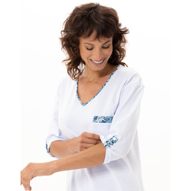 Cotton Nightdress GARDEN Sky | Le Chat