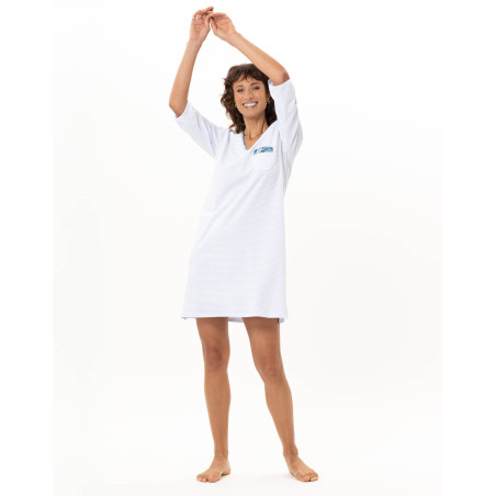 Cotton Nightdress GARDEN Sky | Le Chat