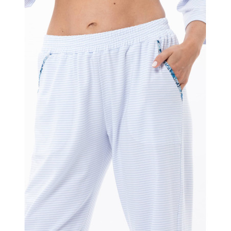 Button-Up Cotton Pyjamas GARDEN Sky | Le Chat