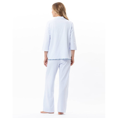 Button-Up Cotton Pyjamas GARDEN Sky | Le Chat