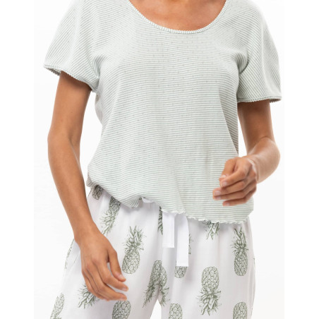 Cotton Pyjamas ACAPULCO White/Green | Le Chat