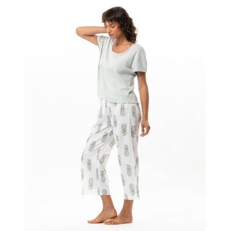 Cotton Pyjamas ACAPULCO White/Green | Le Chat