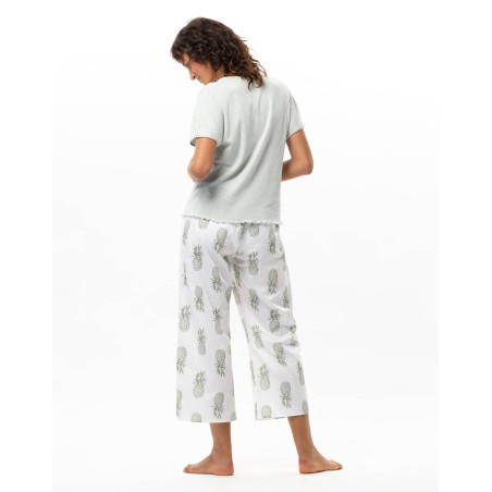 Cotton Pyjamas ACAPULCO White/Green | Le Chat