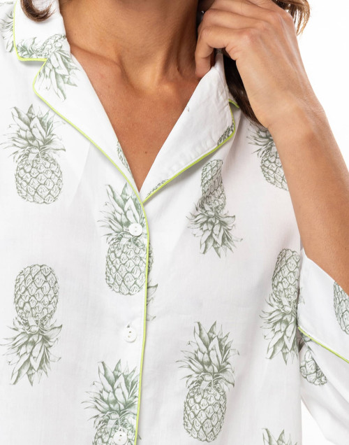 Pyjama boutonné en coton ACAPULCO Blanc / Vert
