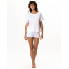Pyjama short en coton modal AMY Blanc / Beige