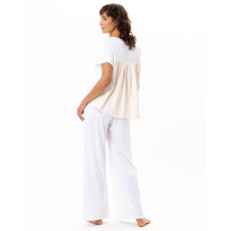 Modal Cotton Pyjamas AMY White Beige | Le Chat