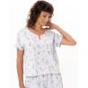 Pyjama short en coton DAISY Ciel