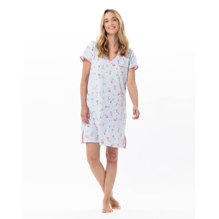 Chemise de nuit en coton DAISY Ciel | Le Chat