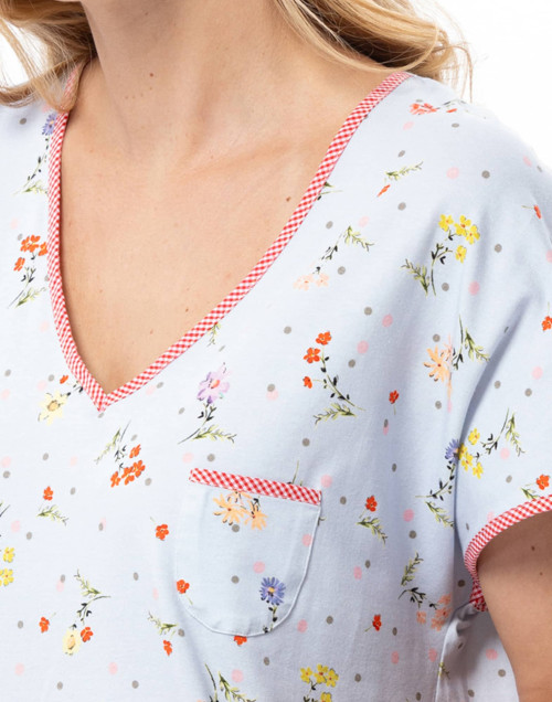Chemise de nuit en coton DAISY Ciel