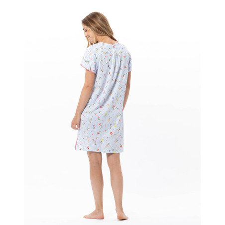 Chemise de nuit en coton DAISY Ciel | Le Chat