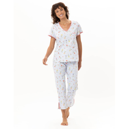 Pyjama en coton DAISY Ciel | Le Chat
