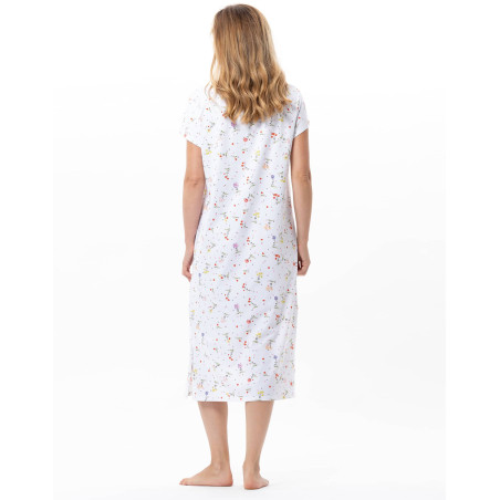 Chemise de nuit longue en coton DAISY Blanc