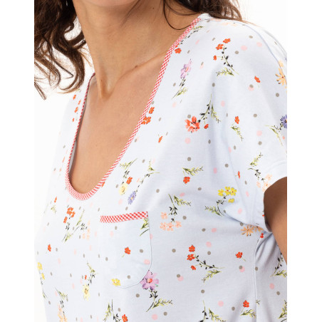 Long cotton nightdress DAYSI Sky