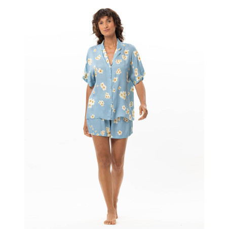 Viscose Short Pyjamas EDEN Azur | Le Chat