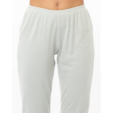 Pyjama en coton MATCHA Kaki/Blanc