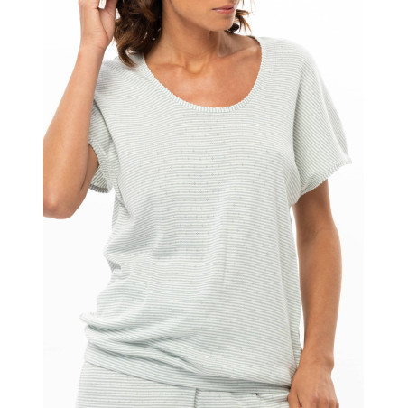 Pyjama en coton MATCHA Kaki/Blanc