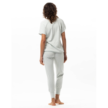 Pyjama en coton MATCHA Kaki/Blanc