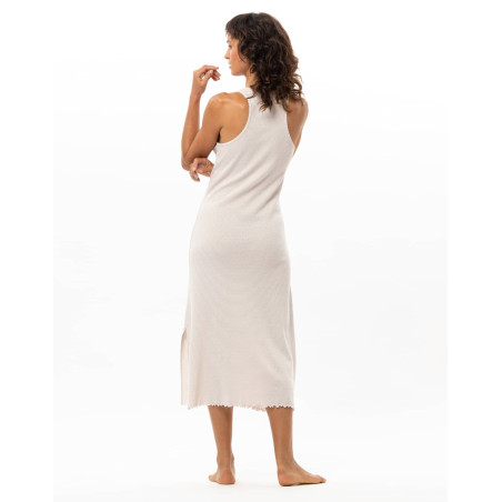 Long Cotton Nightdress MATCHA Beige | Le Chat