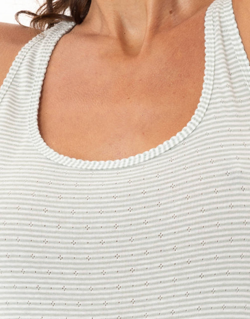 Long cotton nightdress MATCHA Kaki/White