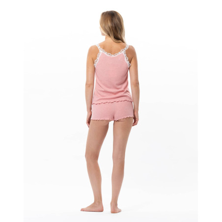 Débardeur shorty en viscose et coton MELBA Fraise