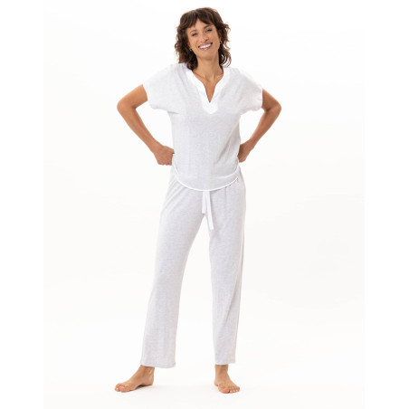 Pyjama en coton-modal MILY avec finitions satinées | Le Chat