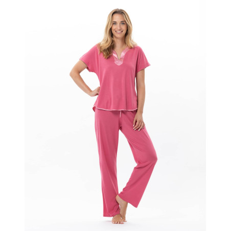 Pyjama en coton-modal MILY Fraise | Le Chat