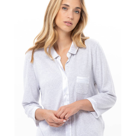 Modal Cotton Button-Up Pyjamas MILY Grey | Le Chat