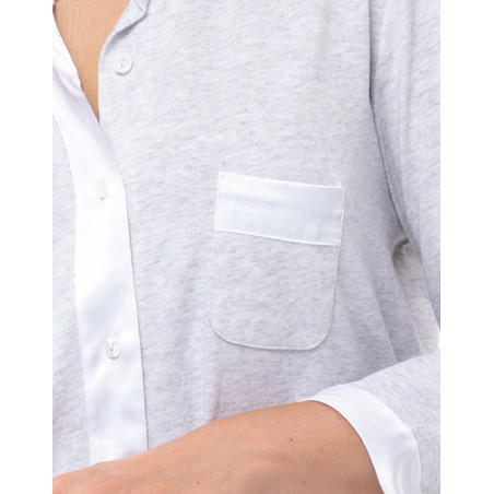 Modal Cotton Button-Up Pyjamas MILY Grey | Le Chat