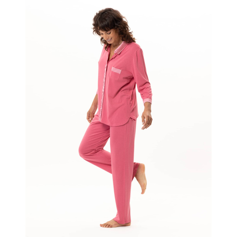 Pyjama boutonné coton-modal MILY Fraise | Le Chat