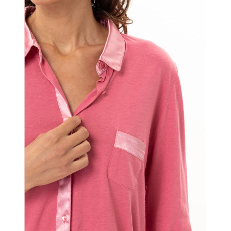 Pyjama boutonné coton-modal MILY Fraise | Le Chat