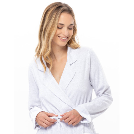 Peignoir long en coton avec finitions satinées | Le Chat