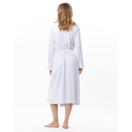 Peignoir long en coton avec finitions satinées | Le Chat