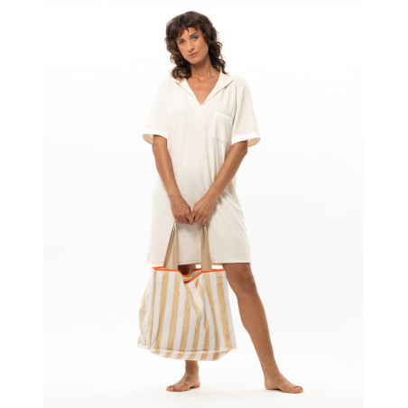 Terry-cloth bag TRANSAT White / Beige| Le Chat