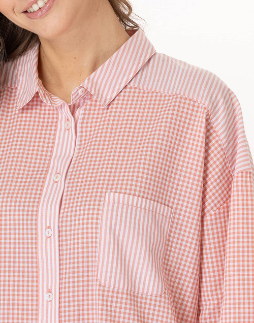 Cotton shirt PATIO Coral/White