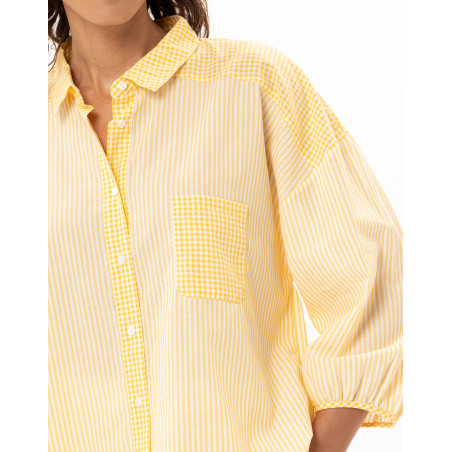 Cotton Pyjamas PATIO Yellow/White | Le Chat