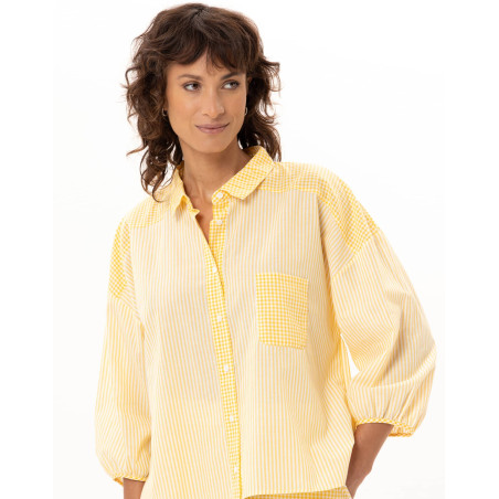 Cotton Pyjamas PATIO Yellow/White | Le Chat