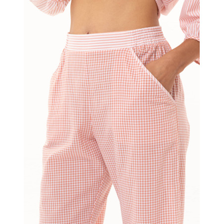 Cotton Pyjamas PATIO Coral/White | Le Chat