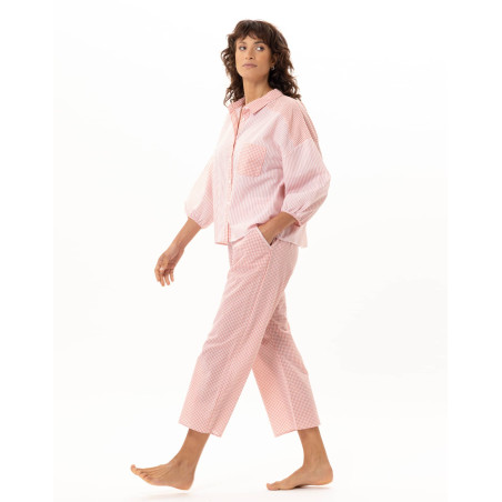 Cotton Pyjamas PATIO Coral/White | Le Chat