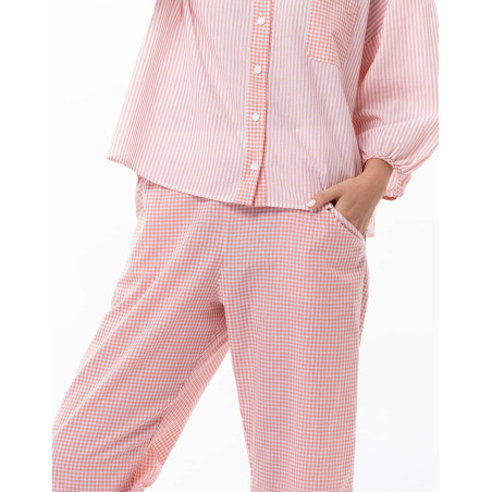 Cotton Pyjamas PATIO Coral/White | Le Chat