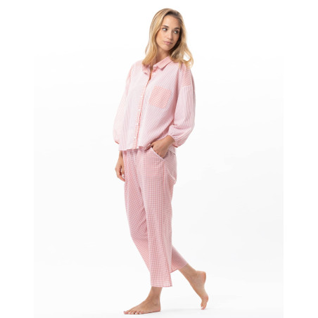 Cotton Pyjamas PATIO Coral/White | Le Chat
