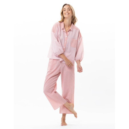 Cotton Pyjamas PATIO Coral/White | Le Chat